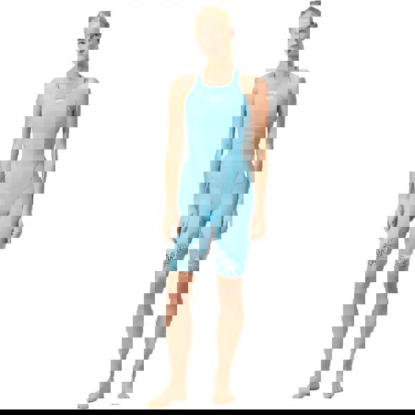 Speedo Fastskin LZR Ignite Kneeskin blue white swimsuit with mesh panels