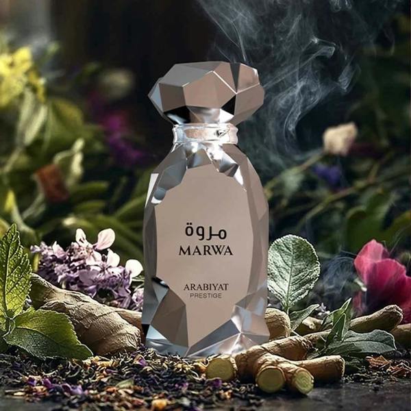 Arabiyat Prestige Marwa Eau de Parfum 100ml for Men bottle with aromatic spices and greenery