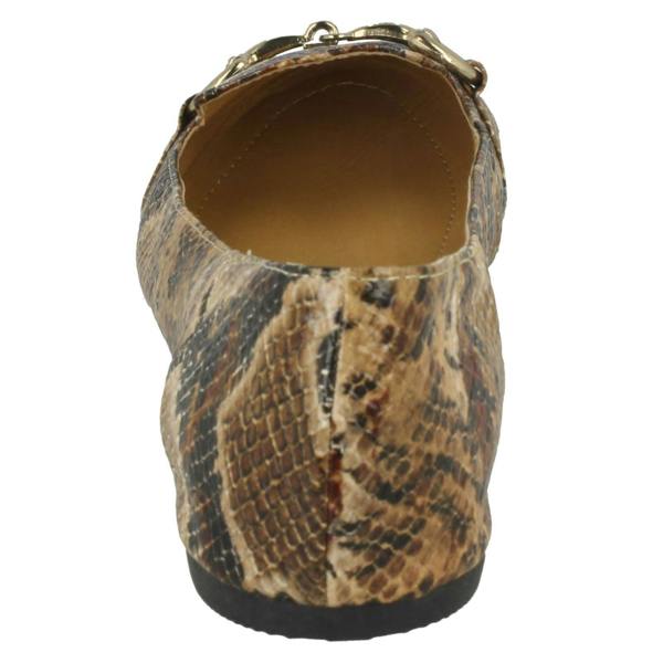 Spot On Ladies Spot On Flat Snake Print Ballerina