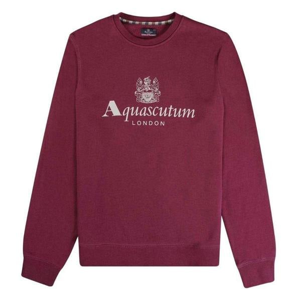 Aquascutum Mens Active Big Logo Sweatshirt - Cordovan Red - 