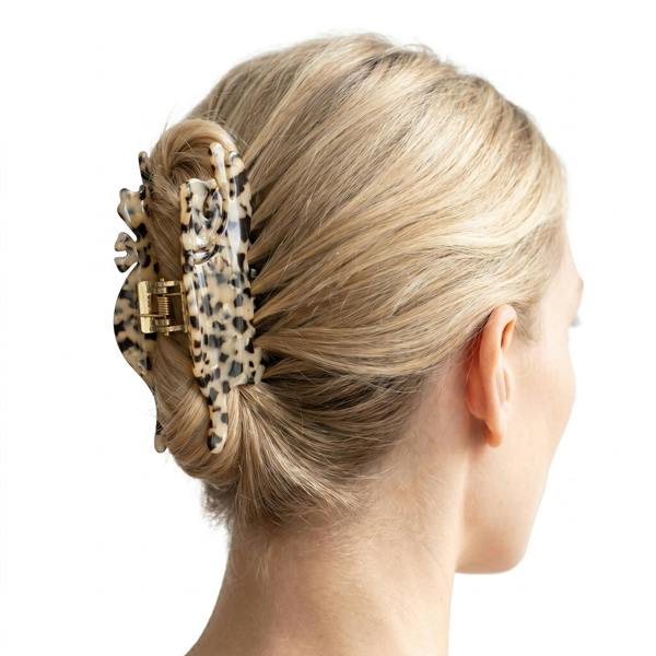 Gold Trip Leopard Pattern Stretching Cat Claw Clip