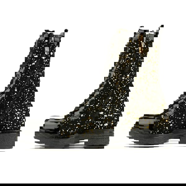 Embassy London Traveller - Black Gold - Women's leather higher ankle boot in gold and black