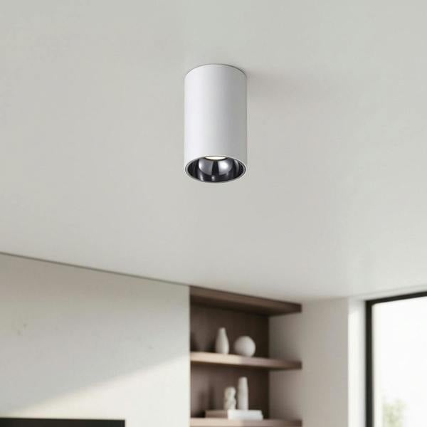 white ceiling surface downlight mounted on the ceiling in a home