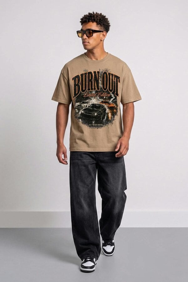 London Attitude Burn Out Limited Edition Oversized Heavyweight Graphic T-Shirt