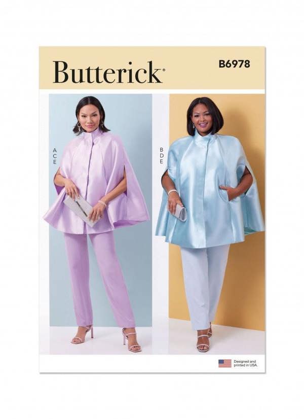Butterick Sewing Pattern 6978, Capes, Tops, Trousers for Women, AA (10-12-14-16-18) - Easy