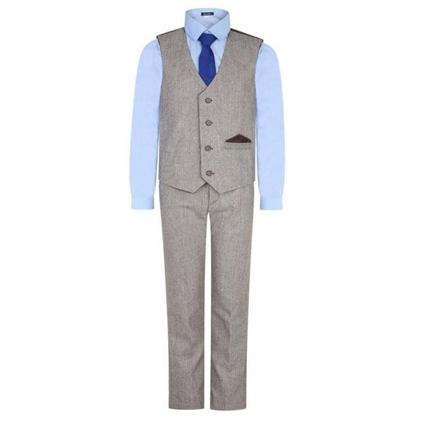Boys 4 piece herringbone suit