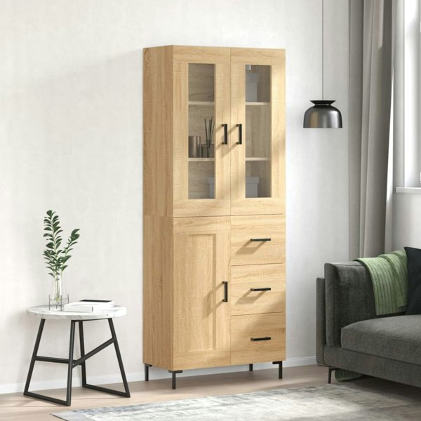 Berkfield Highboard Sonoma Oak 69.5x34x180 cm Engineered Wood
