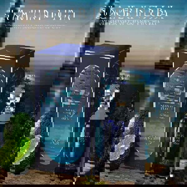 Anfar 1950 Summer in Dubai Extrait 100ML box and bottle outdoor scene