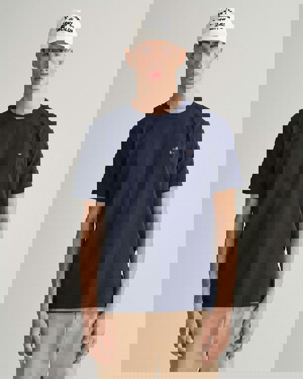 GANT Mens Regular Fit Short Sleeve Shield Logo T-Shirt NOS - 433 Evening Blue