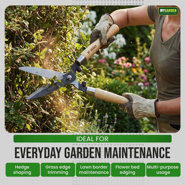 My Garden Outdoor Living My Garden Wooden Handle Hedge Shears 50 cm - Shear for Gardening with Hardened Carbon Steel Blade 3mm - Lightweight Durable