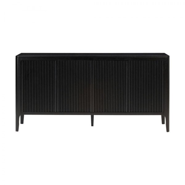 Wyld Haus Modena Large Black Wood Ribbed Storage Sideboard