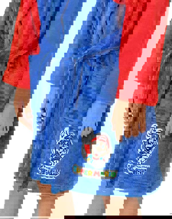 Nintendo Super Mario Boys Blue Dress-Up Hooded Bathrobe