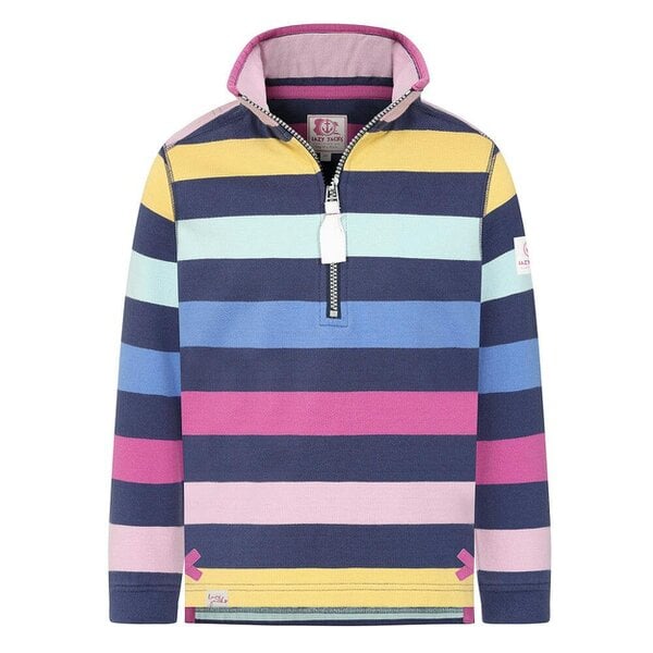 Lazy Jacks LJ35C - Girls Striped 1/4 Zip Sweatshirt - Twilight Multi - Multicolor