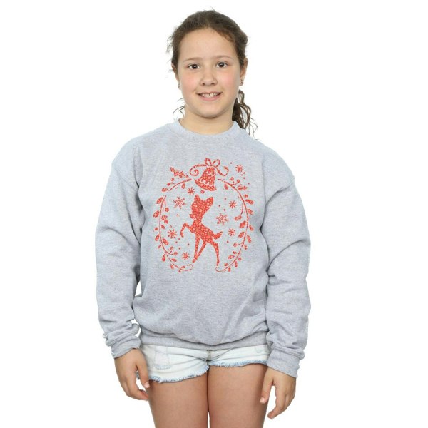 Disney Girls Bambi Christmas Wreath Sweatshirt - Sports Grey