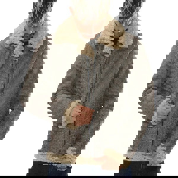 Leather Company Men's Grey Shearling Leather B3 Aviator Bomber Jacket