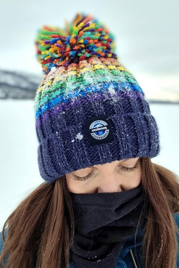 SuperBobble Swimzi Beanie Hat - Rainbow Pride Midnight Blue