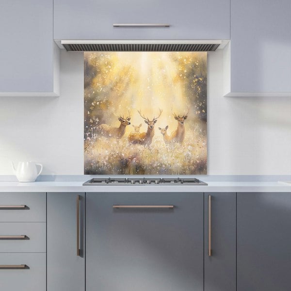 Warren Reed Deer in Woods Glass Kitchen Splashback - 00010