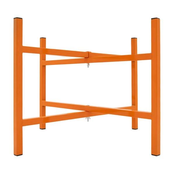 Bright orange mortar board stand, 500mm high, featuring a sturdy, cross-braced design for stability and support in various applications