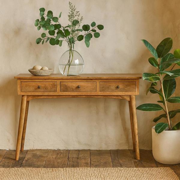 Wyld Haus Pizzo Large Mango Wood 3 Drawer Console Table