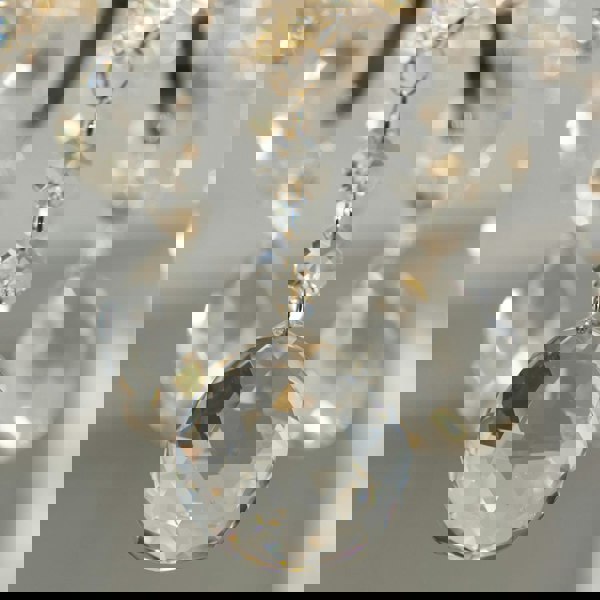 Decorative Flush Bathroom Ceiling Light Fitting - Clear Glass Crystal Details