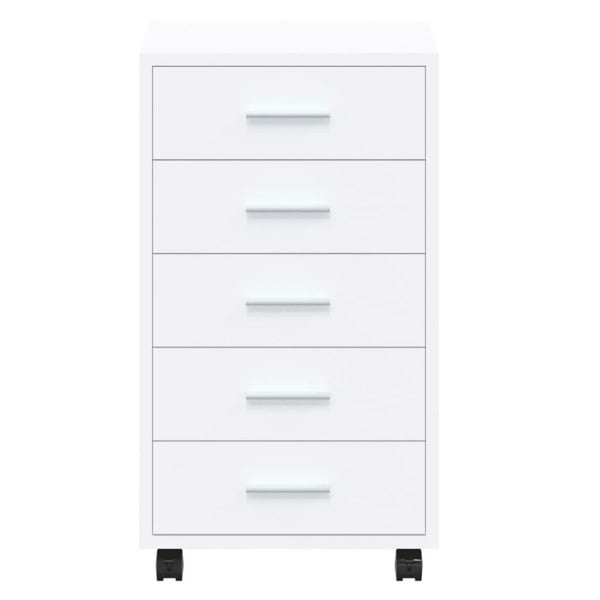 Berkfield Drawer Cabinet with Castors High Gloss White Engineered Wood