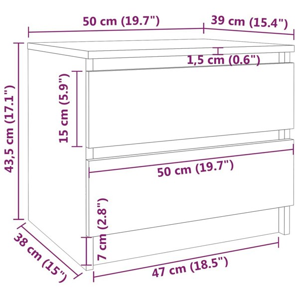 Berkfield Bed Cabinets 2 pcs Grey Sonoma 50x39x43.5 cm Engineered Wood