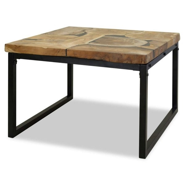 Berkfield Coffee Table Teak Resin 60x60x40 cm Black and Brown