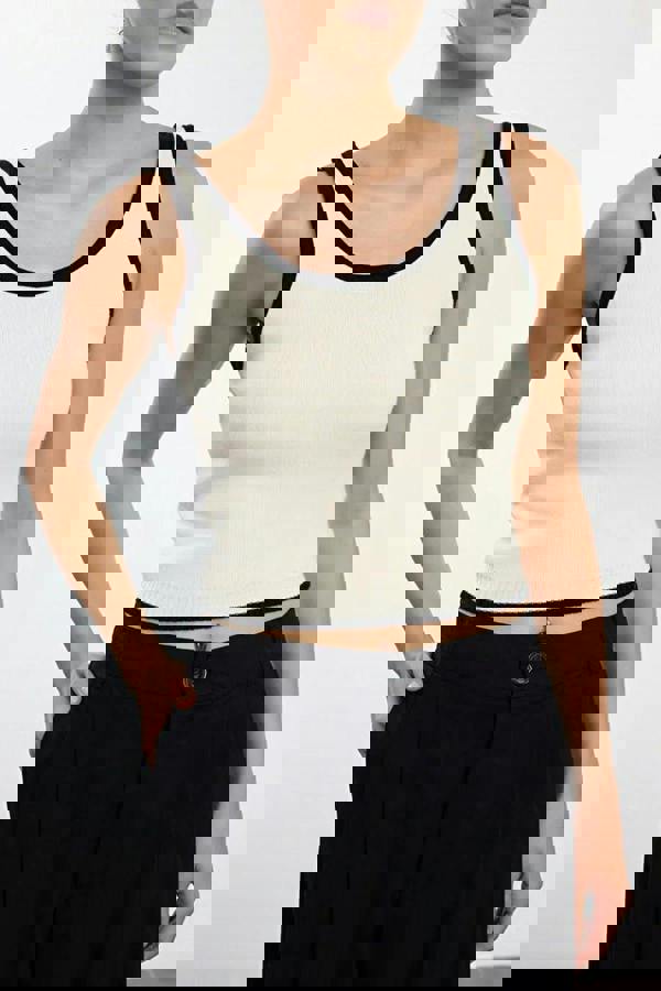 WOVCOR 2-Piece Color Block Knit Blouse-Cardigan Set