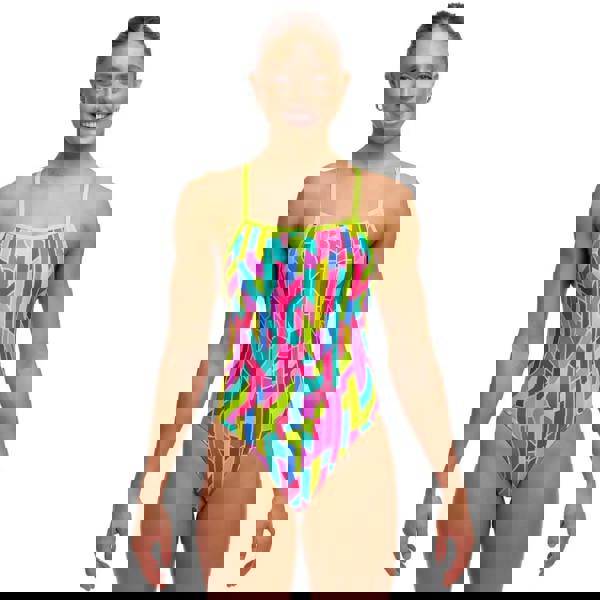 Funkita Candy Cracks Tie Me Tight Swimsuit - Pink/Lime