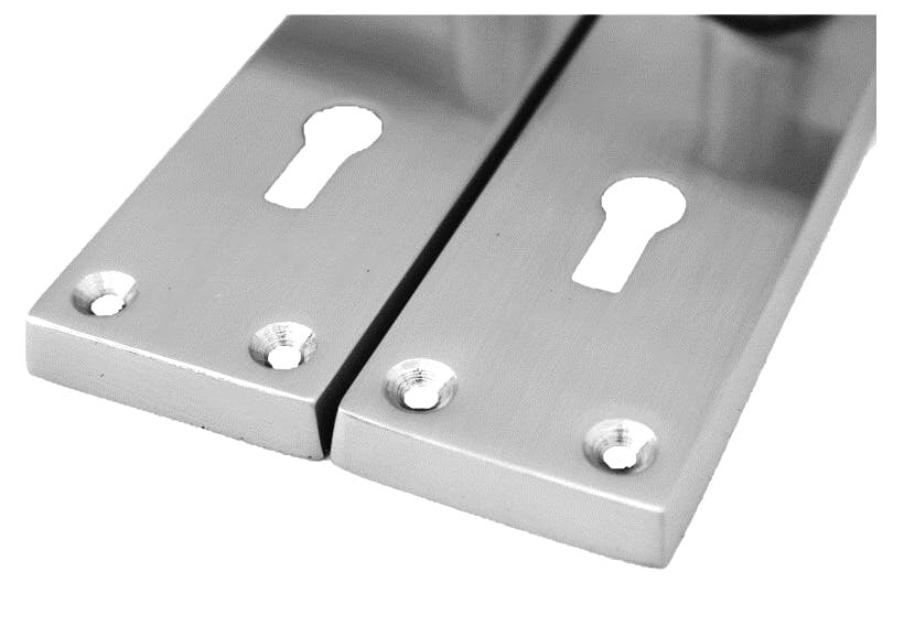EDH Door Hardware Satin Nickel Door Interior Door Lock Handles-Victorian Straight Lock, 2 Pairs