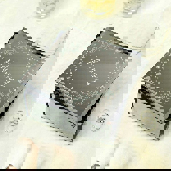 Personalised Memento Company Personalised Botanical Diamante Mirrored Trinket Box