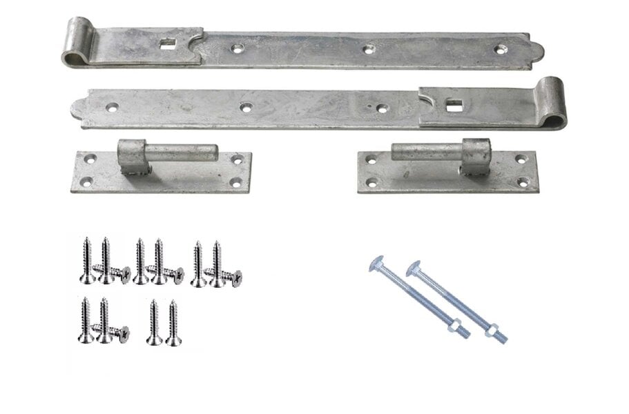 Wyre Direct Gate Hinges Straight 600mm 24 Pair Galvanised Heavy Duty Hook and Band Hinge by Wyre Direct
