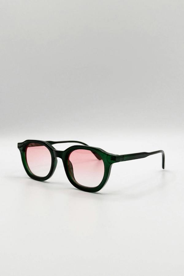 Bold Preppy Sunglasses In Green Pink - svnx