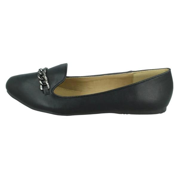 Spot On Ladies Spot On Chain Trim Flat Ballerina Shoes F80015