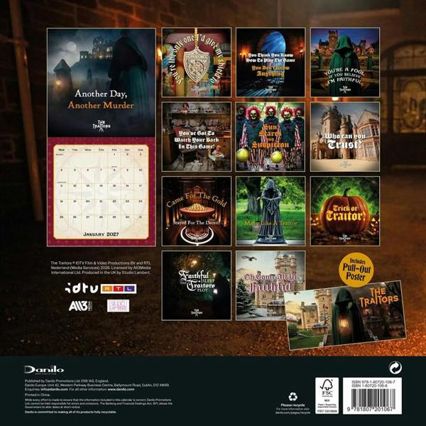 The Traitors Calendar 2027, Wall Calendars, Month To View, Entertainment, Gift