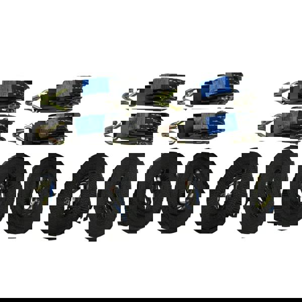 Tie Down Ratchet Straps 0.8T 8M x 25MM - Pack of 1-10 (Black Cargo Lashing Load J Hook)