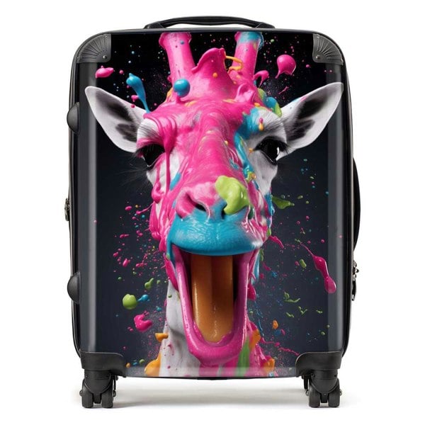 Warren Reed Splashart Giraffe Face Pink Suitcase