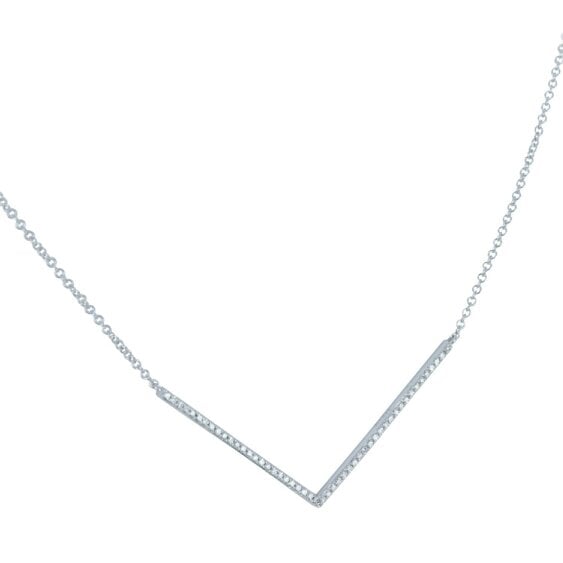 Reeves & Reeves 14K Solid White Gold Diamond Arrow Necklace