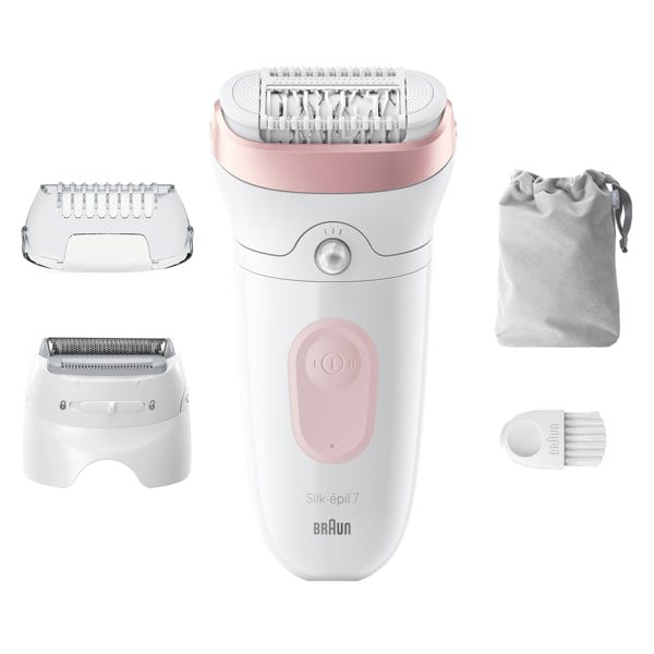 Braun Silk-epil 7, Epilator For Easy Hair Removal, Lasting Smooth Skin, 7-030 - White/Flamingo