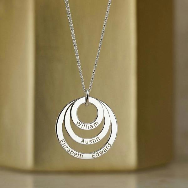 Christopher James of London Sterling Silver Triple Disc Personalised Family Circle Necklace