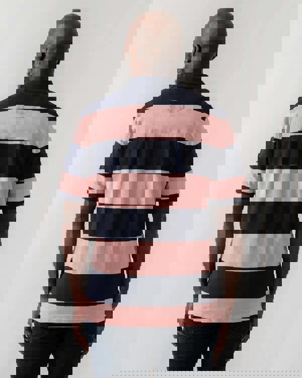 GANT Mens Block Stripe Polo - 671 Bubblegum Pink