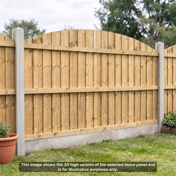 Premier Garden Supplies Dome Top Feather Edge Semi-Braced Fence Panel - 3 Pack H: 4ft x W: 6ft (182.8cm) - Wood - Pressure Treated (Tanalised)
