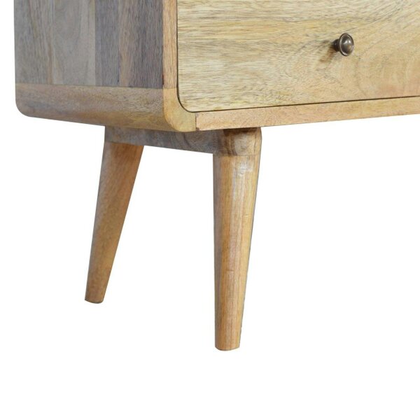 Wyld Haus Urbino Curved Oak Mango Wood Low TV Media Unit 2 Drawers