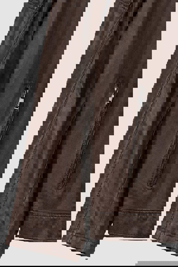 Brown Smart Zip-Up Genuine Leather Biker Jacket