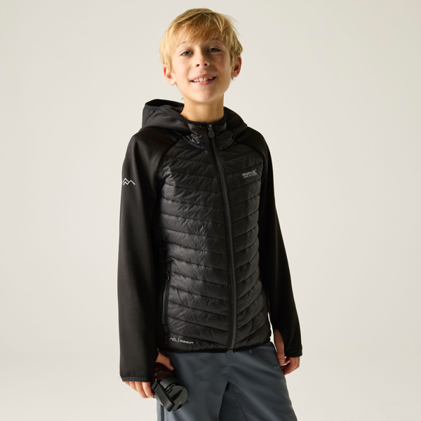 Regatta Kids Andreson Hybrid Padded Jacket - Black/Seal Grey