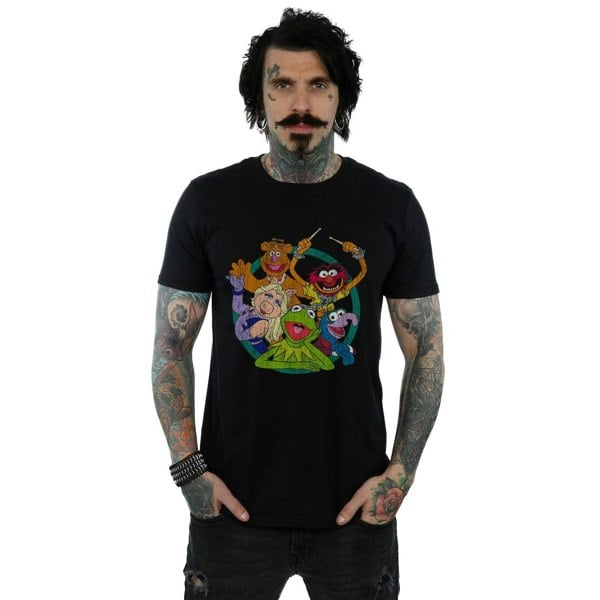 Disney Mens The Muppets Group Circle T-Shirt - Black