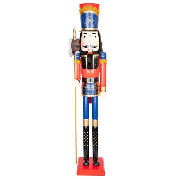 120cm Wooden Christmas Nutcracker Soldier Ornament, Hand-Painted Wood Decorative Figure image 2