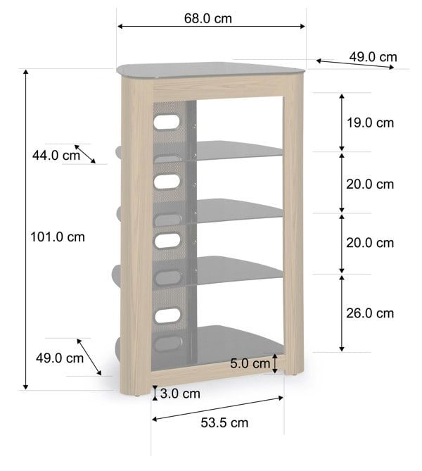 Centurion Supports Zinnia Black with Oak Fascia 5-Shelf Flat Screen TV, Hi-Fi, AV Rack, Media Stand, Entertainment Unit