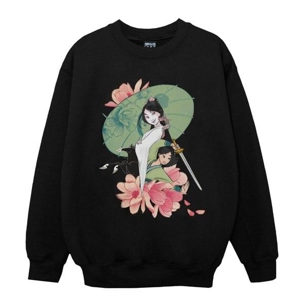 Disney Girls Mulan Magnolia Collage Sweatshirt - Black