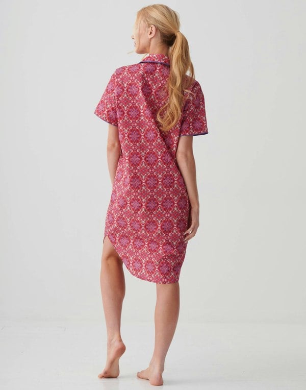 British Boxers Women's Crisp Cotton Short Sleeve Nightshirt – Byzantine Paisley
